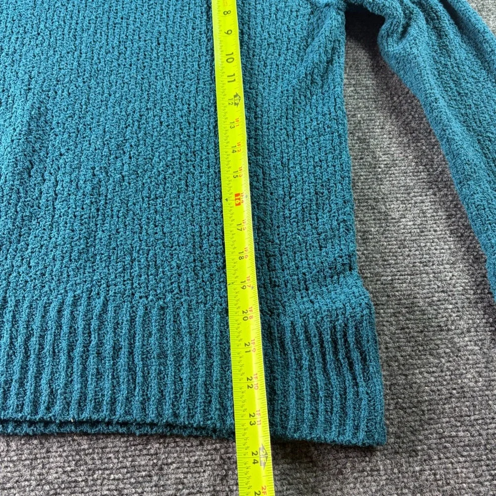 Caslon Cowl Neck Sweater Womens Petite XS Teal Blue Textured Knit Cotton Blend
